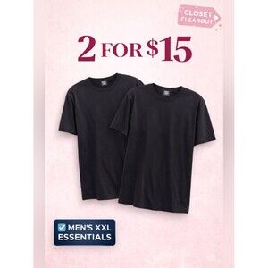Black XXL 100% Cotton Tee Men’s Long Wear NWT Classic Every Day Essential